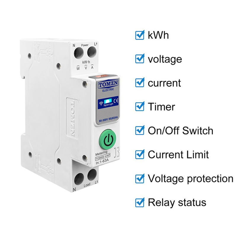 Energy Monitor Meter - ABDE-TOMZN TOB9S-VAP TUYA Smartlife 63A 1P