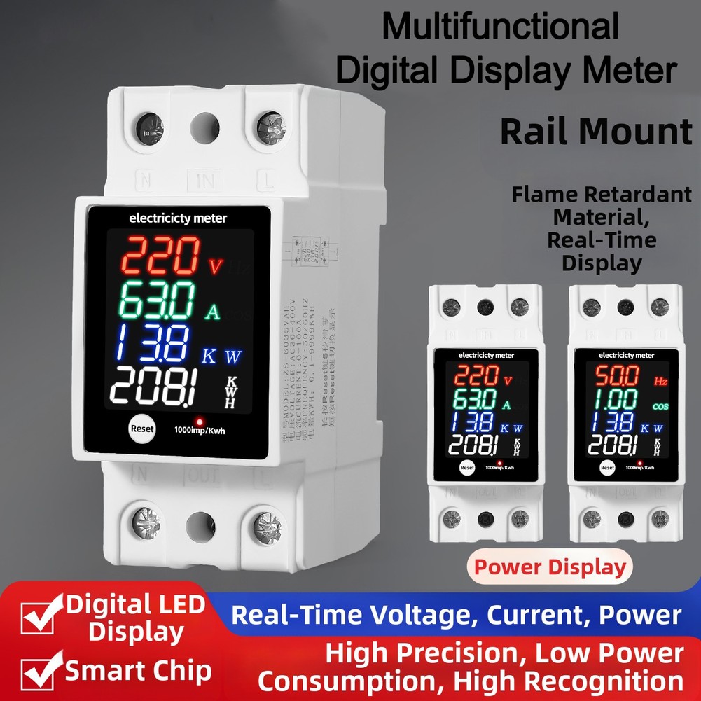 Energy Monitor Meter - متعدد الوظائف شاشة ديجيتال الجهد الحالي